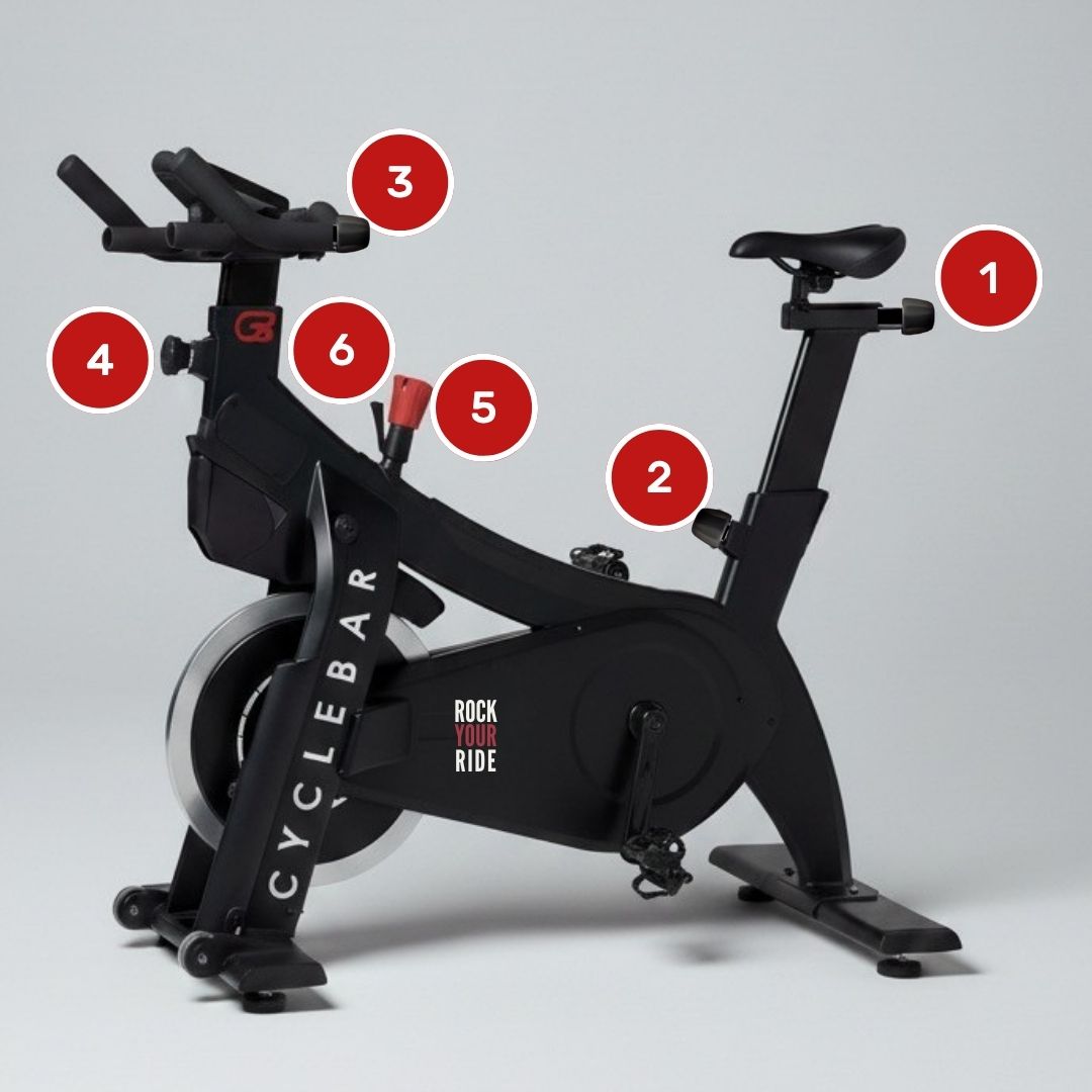 Bike Setup Guide with numbered adjustment points